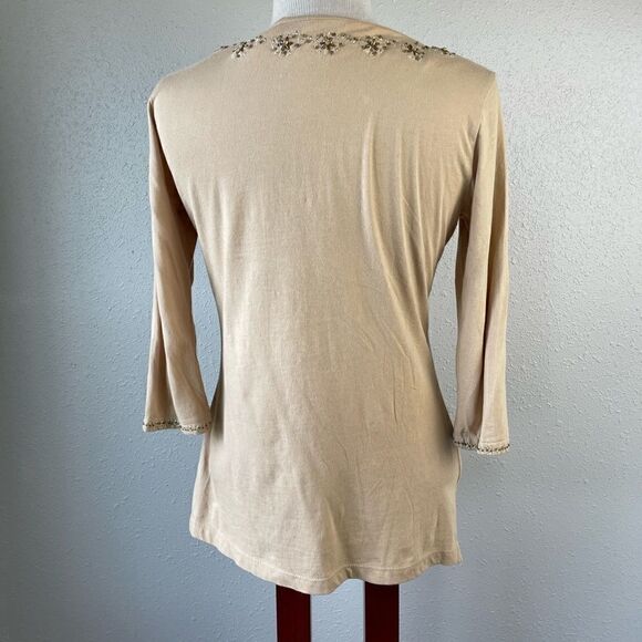 Style and Co. Three Quarter Sleeve V-Neck Top Size L EUC - Picture 6 of 8